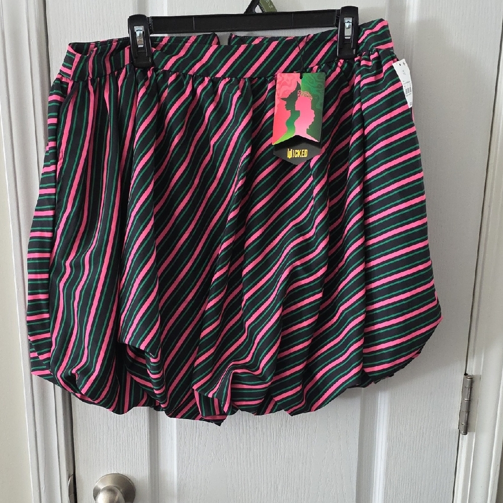 Wicked Bubble Mini Skirt Striped Pink and Green By Target